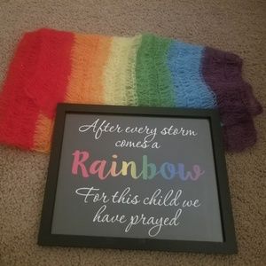 Rainbow baby framed picture and wrap